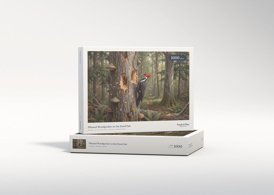 Pileated Woodpecker on the Dead Oak jigsaw puzzle - gift box
