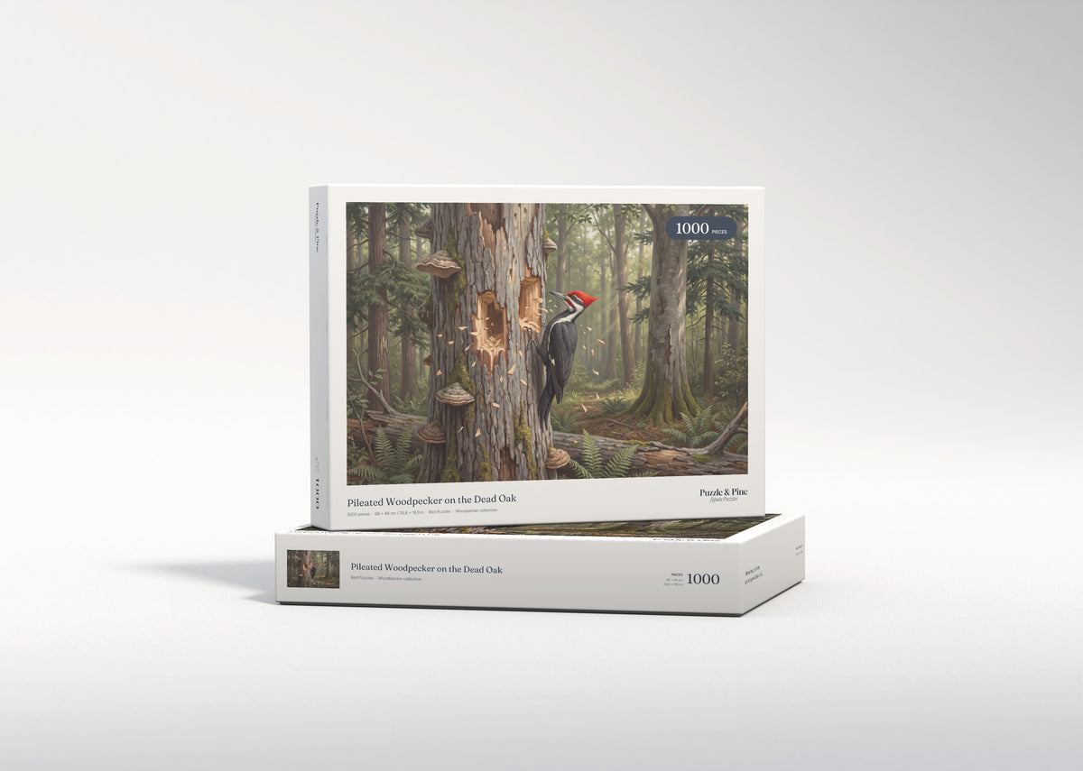 Pileated Woodpecker on the Dead Oak jigsaw puzzle - gift box