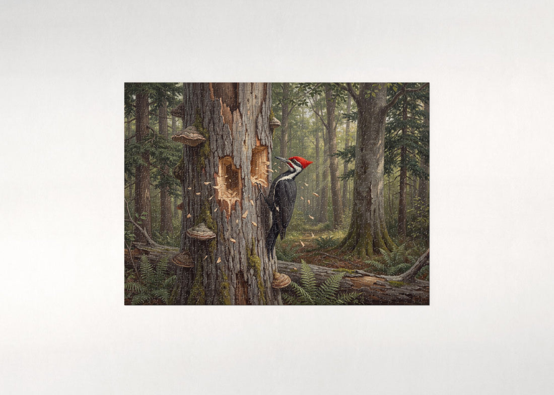 Pileated Woodpecker on the Dead Oak jigsaw puzzle - gift box
