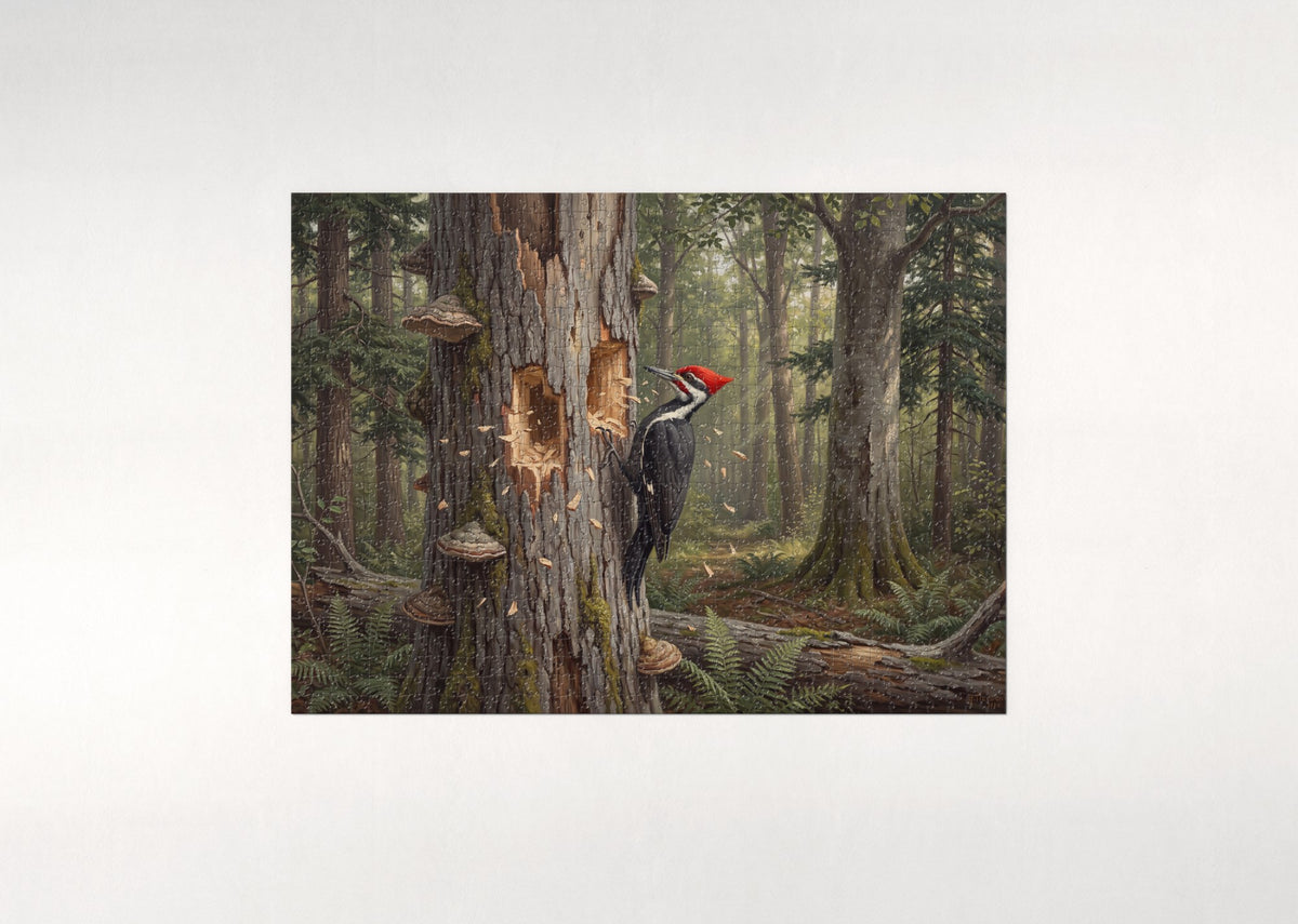 Pileated Woodpecker on the Dead Oak jigsaw puzzle - flat puzzle