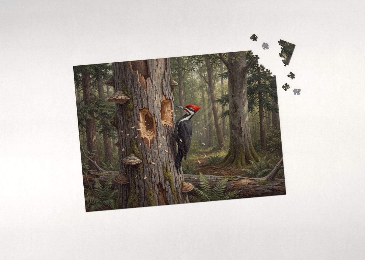 Pileated Woodpecker on the Dead Oak jigsaw puzzle - puzzle with loose pieces