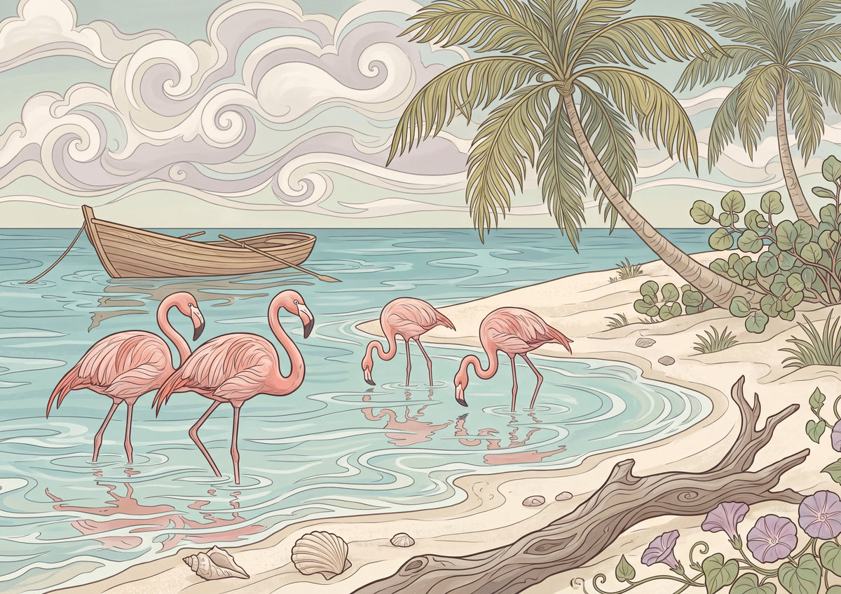 Pink Flamingos on the Palm Beach jigsaw puzzle