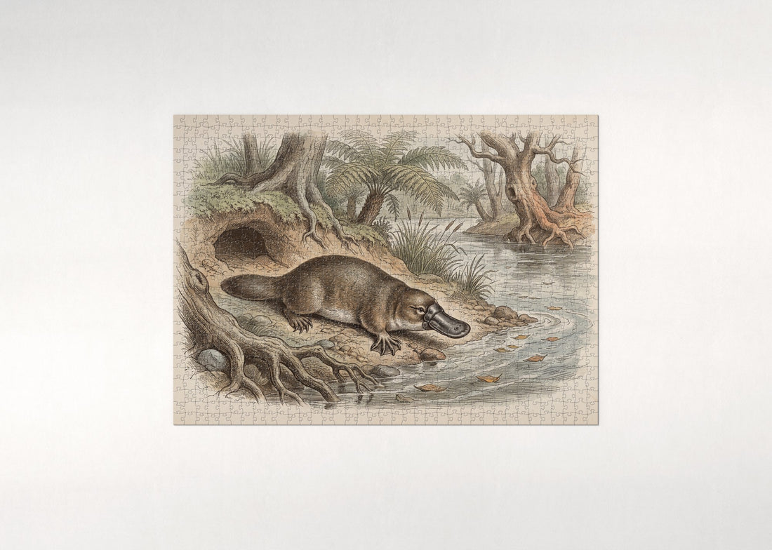 Platypus at the Riverbank jigsaw puzzle - gift box