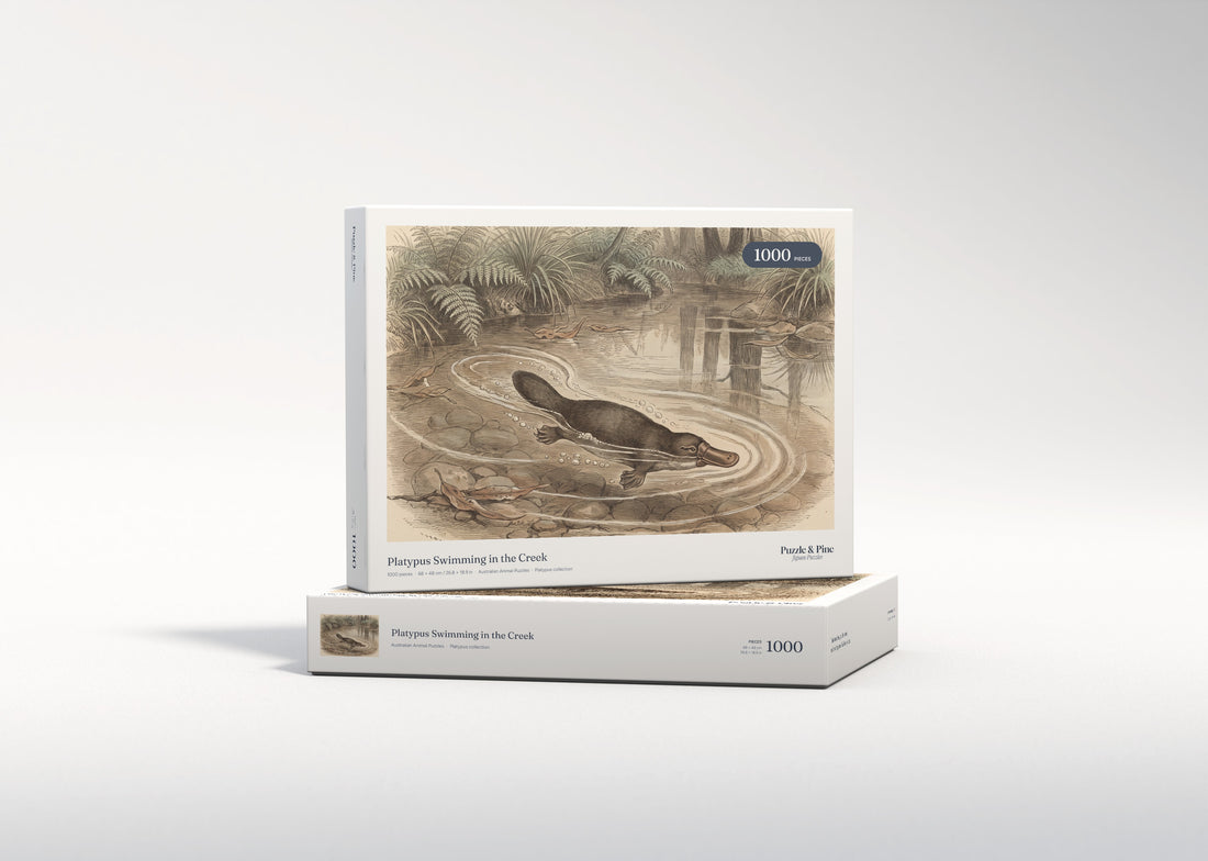 Platypus Swimming in the Creek jigsaw puzzle - gift box