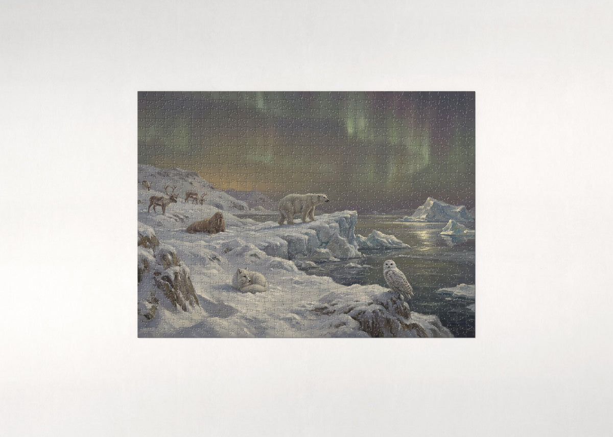 Polar Animals Under the Northern Lights jigsaw puzzle - flat puzzle