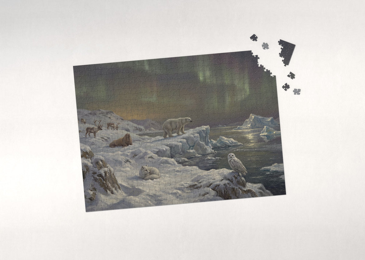 Polar Animals Under the Northern Lights jigsaw puzzle - puzzle with loose pieces
