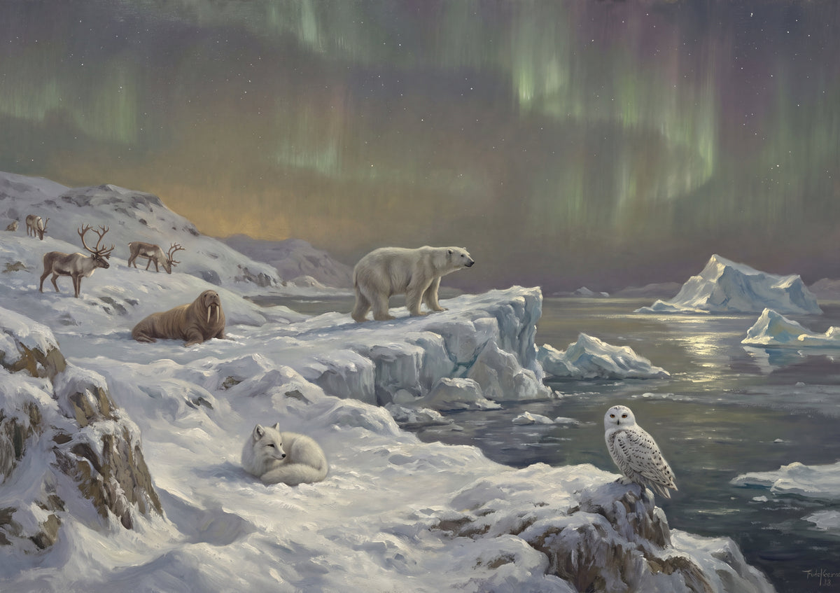 Polar Animals Under the Northern Lights jigsaw puzzle