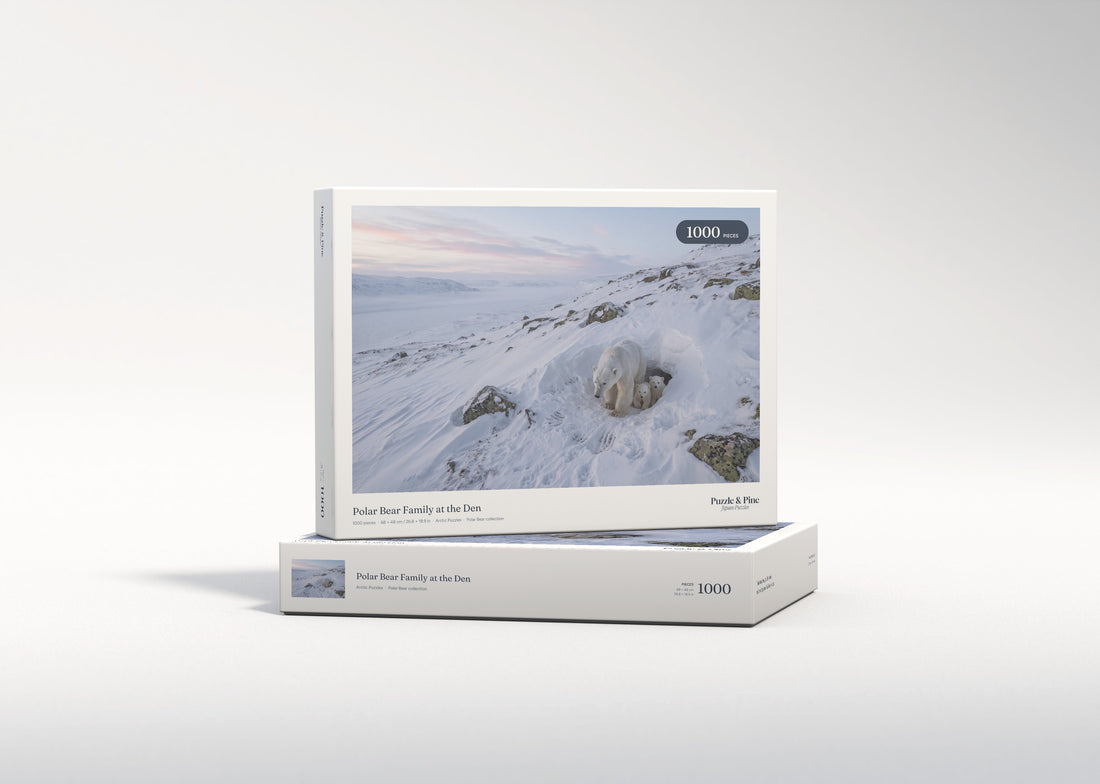 Polar Bear Family at the Den jigsaw puzzle - gift box