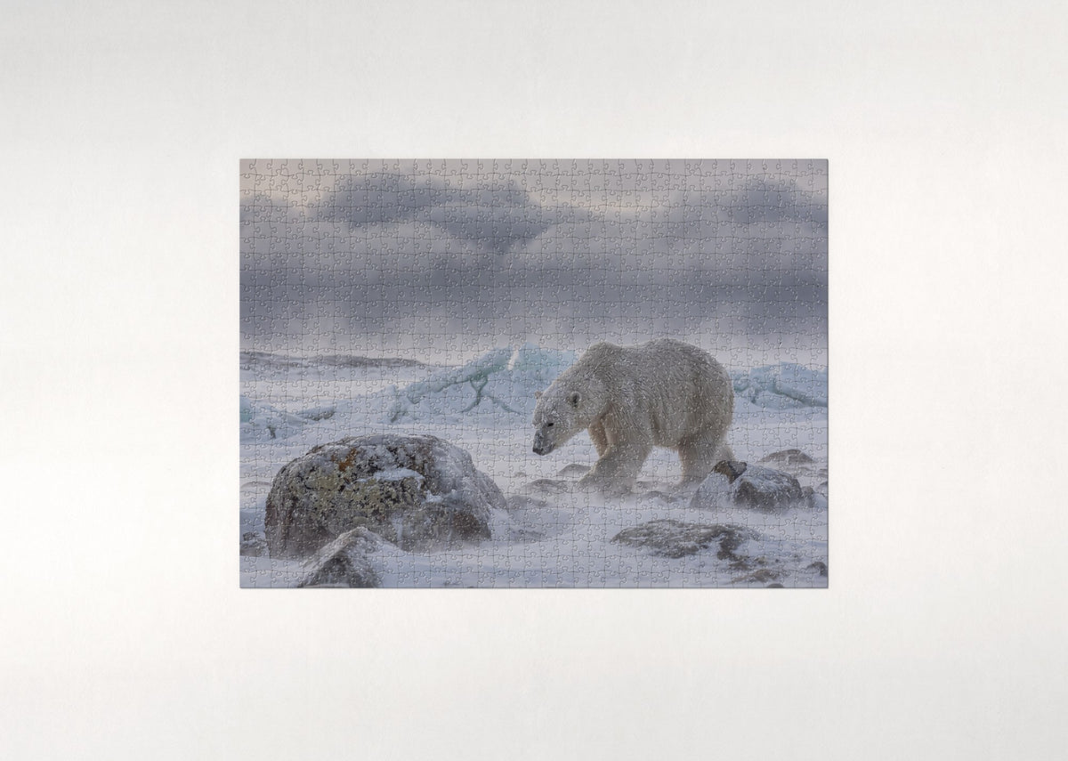 Polar Bear in the Snowstorm jigsaw puzzle - flat puzzle