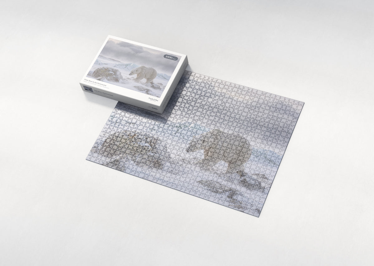 Polar Bear in the Snowstorm jigsaw puzzle - box and puzzle
