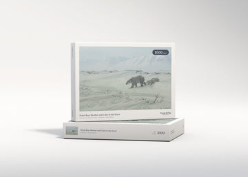 Polar Bear Mother and Cubs in the Snow jigsaw puzzle - gift box