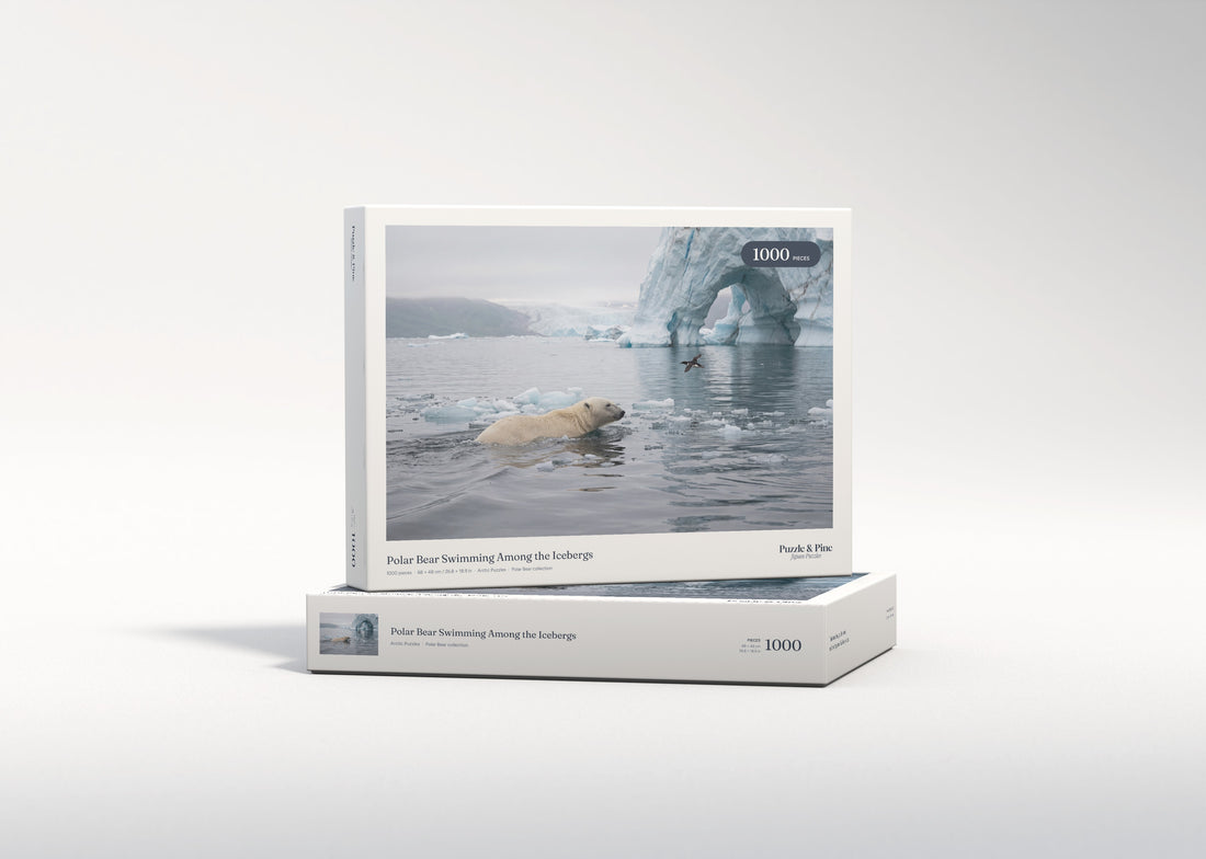 Polar Bear Swimming Among the Icebergs jigsaw puzzle - gift box
