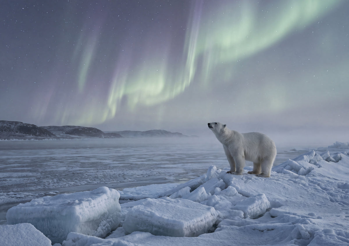 Polar Bear Under the Northern Lights jigsaw puzzle
