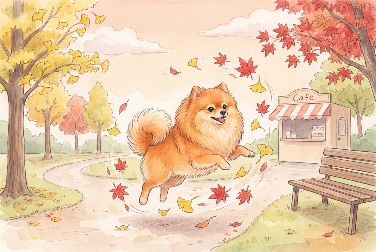 Pomeranian in the Autumn Leaf Whirl jigsaw puzzle