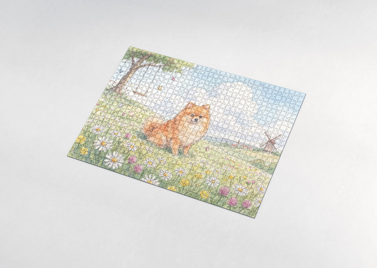 Pomeranian on Daisy Hill jigsaw puzzle - assembled puzzle