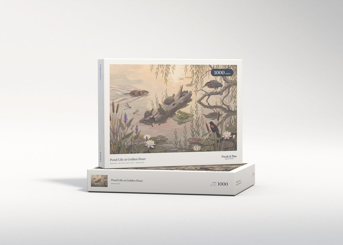 Pond Life at Golden Hour jigsaw puzzle - gift box