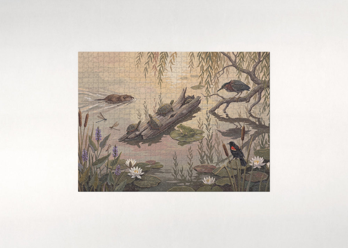Pond Life at Golden Hour jigsaw puzzle - flat puzzle