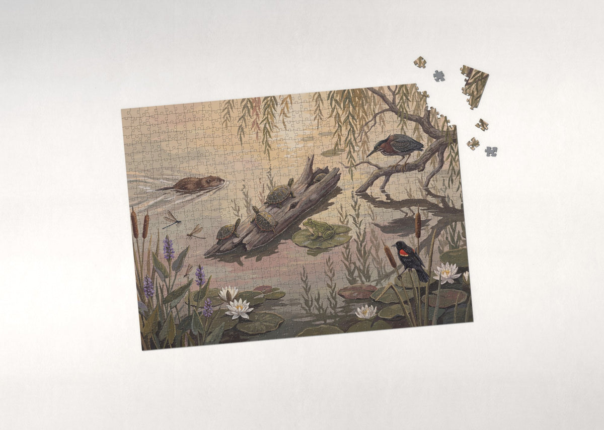 Pond Life at Golden Hour jigsaw puzzle - puzzle with loose pieces