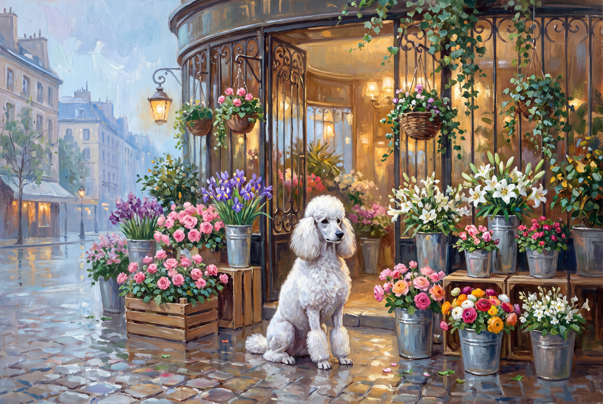 Poodle at the Flower Shop jigsaw puzzle