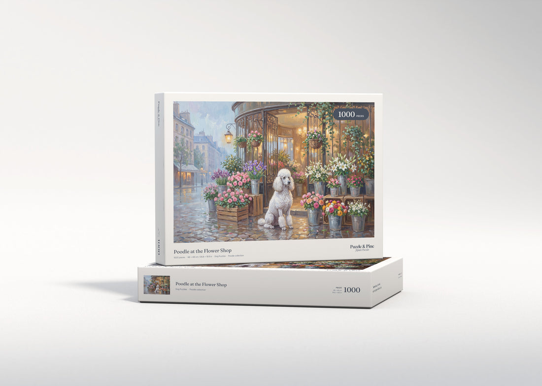 Poodle at the Flower Shop jigsaw puzzle - gift box