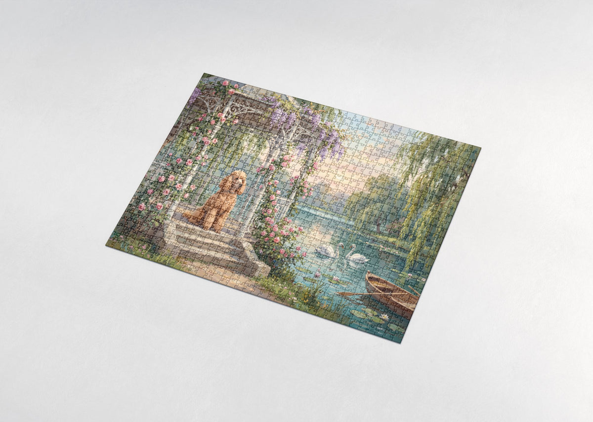 Poodle at the Lakeside Gazebo jigsaw puzzle - assembled puzzle