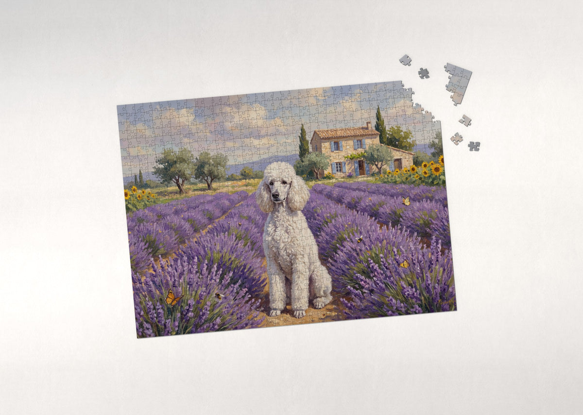 Poodle in the Lavender Field jigsaw puzzle - puzzle with loose pieces