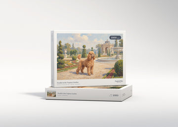 Poodle in the Topiary Garden jigsaw puzzle - gift box