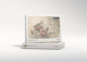 Praying Mantis on the Rose jigsaw puzzle - gift box