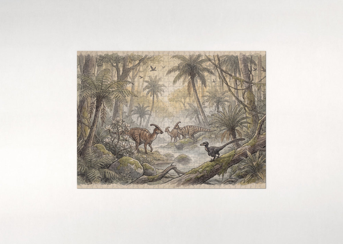 Prehistoric Jungle at Dawn jigsaw puzzle - flat puzzle