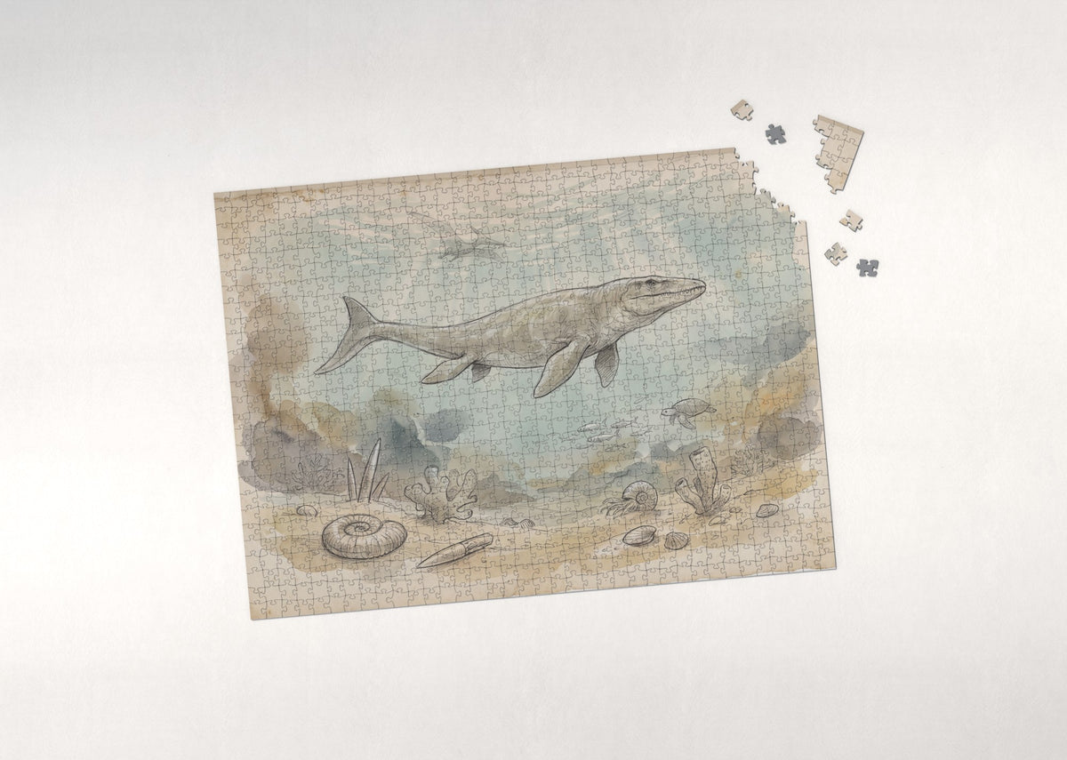 Prehistoric Ocean with Mosasaurus jigsaw puzzle - puzzle with loose pieces