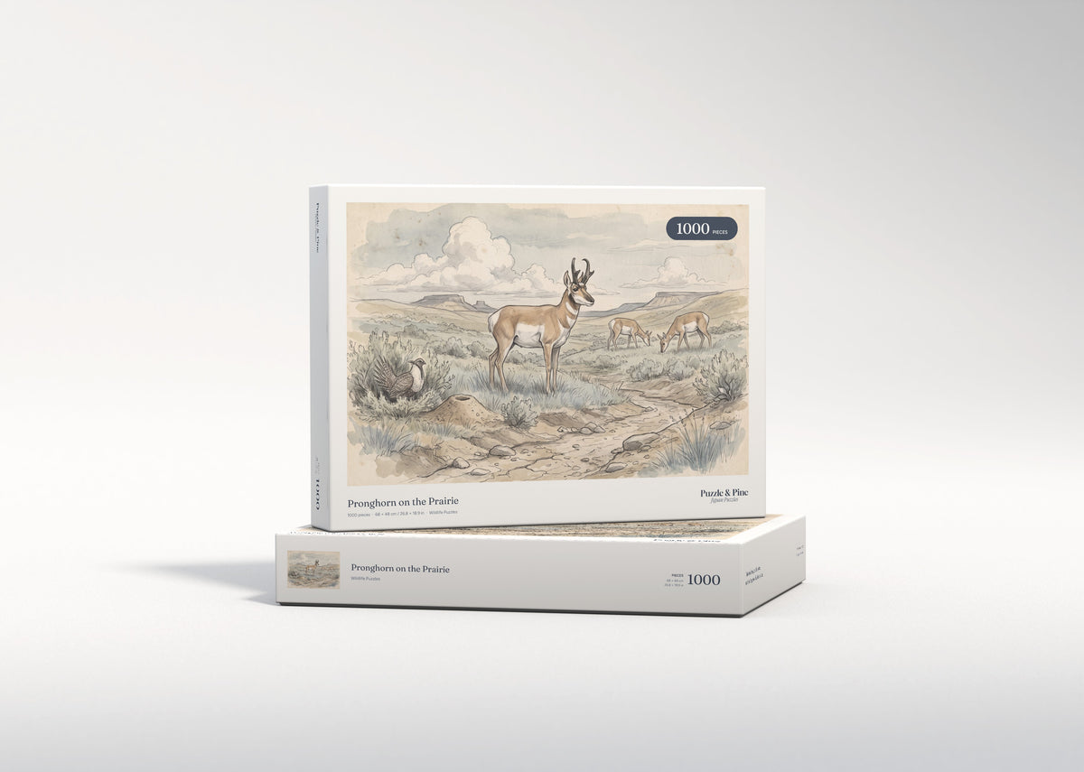 Pronghorn on the Prairie jigsaw puzzle - gift box
