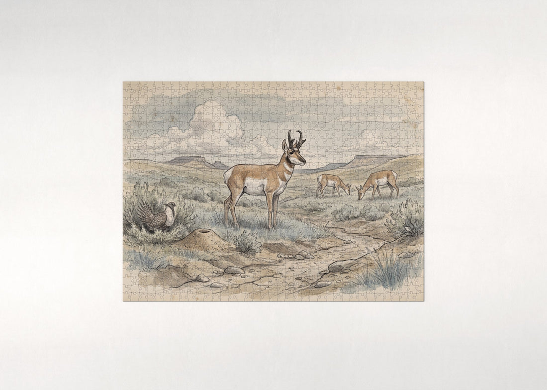 Pronghorn on the Prairie jigsaw puzzle - gift box