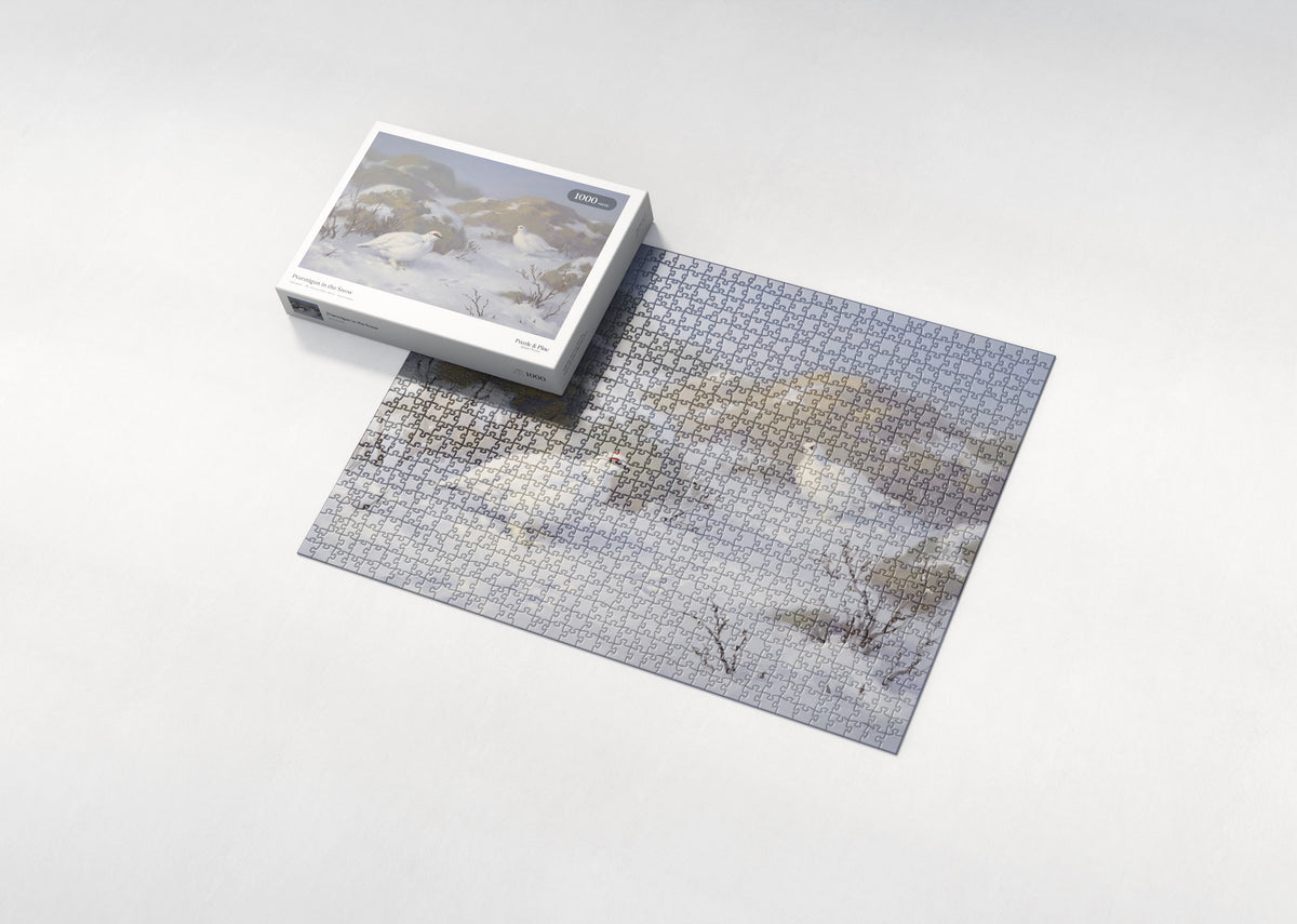Ptarmigan in the Snow jigsaw puzzle - box and puzzle