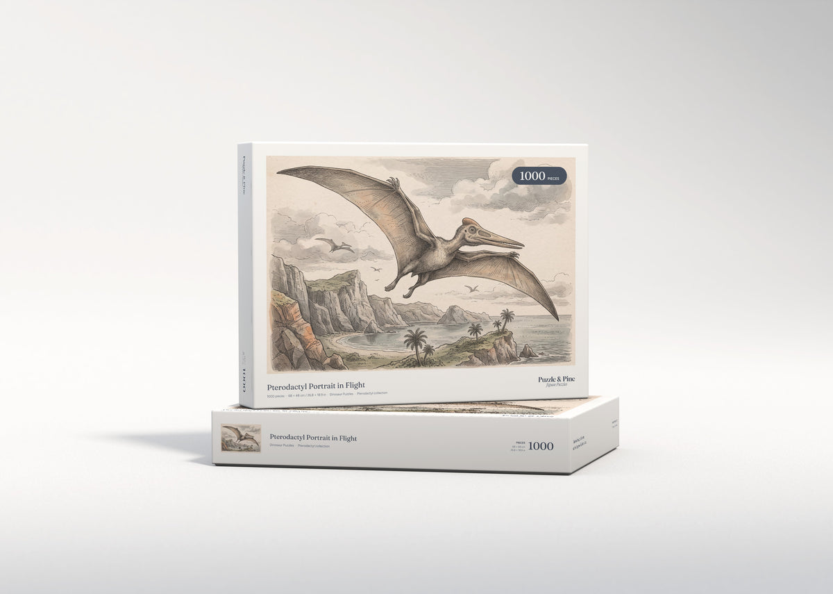 Pterodactyl Portrait in Flight jigsaw puzzle - gift box