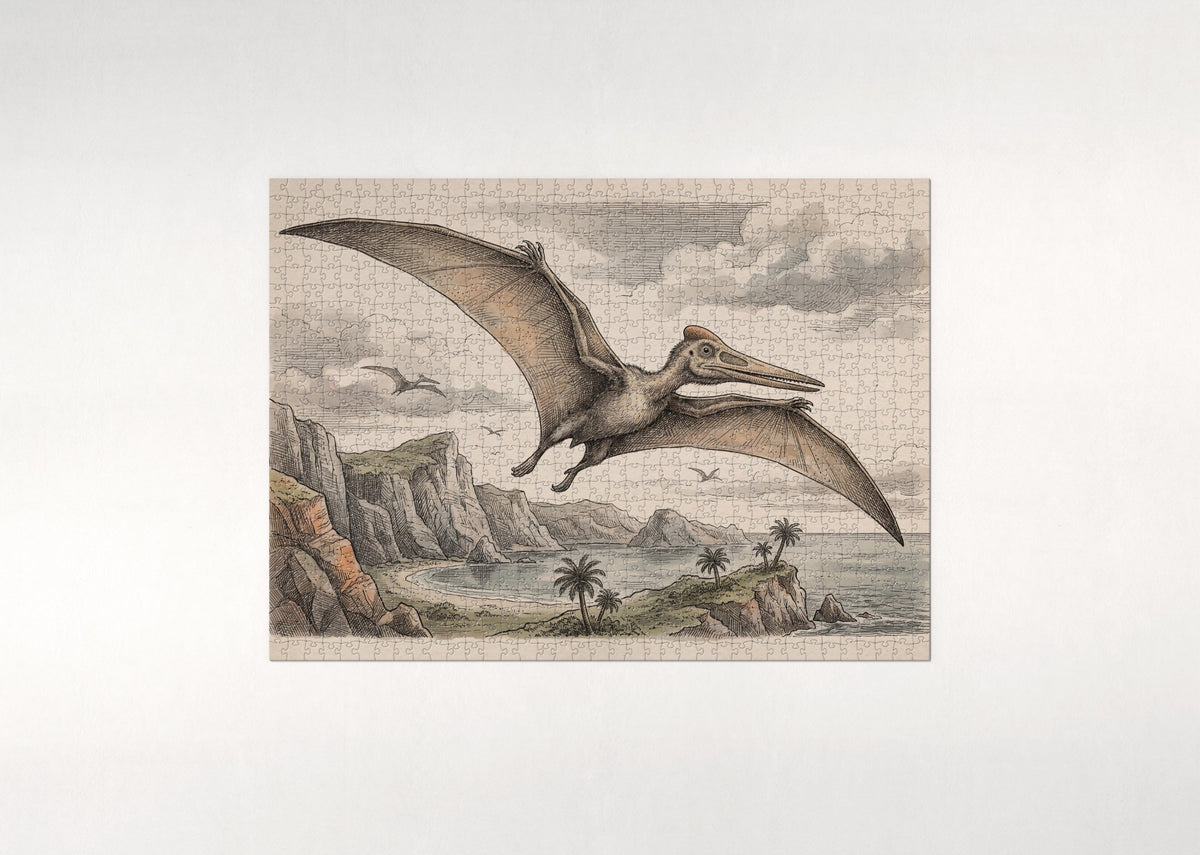 Pterodactyl Portrait in Flight jigsaw puzzle - flat puzzle