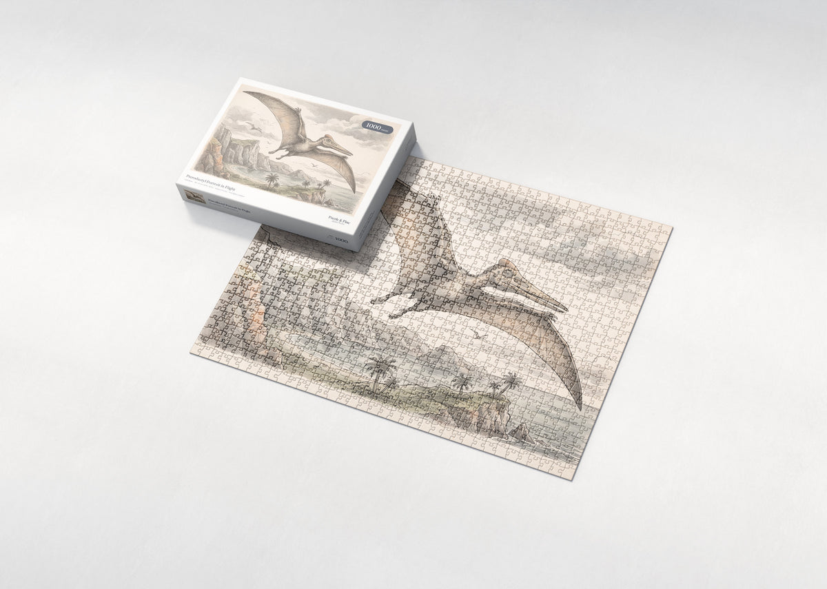Pterodactyl Portrait in Flight jigsaw puzzle - box and puzzle