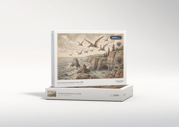 Pterodactyls Soaring Over the Cliffs jigsaw puzzle - gift box