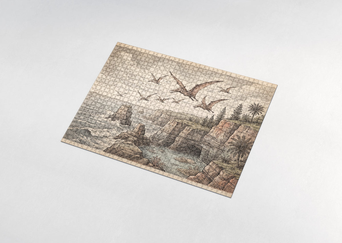 Pterodactyls Soaring Over the Cliffs jigsaw puzzle - assembled puzzle