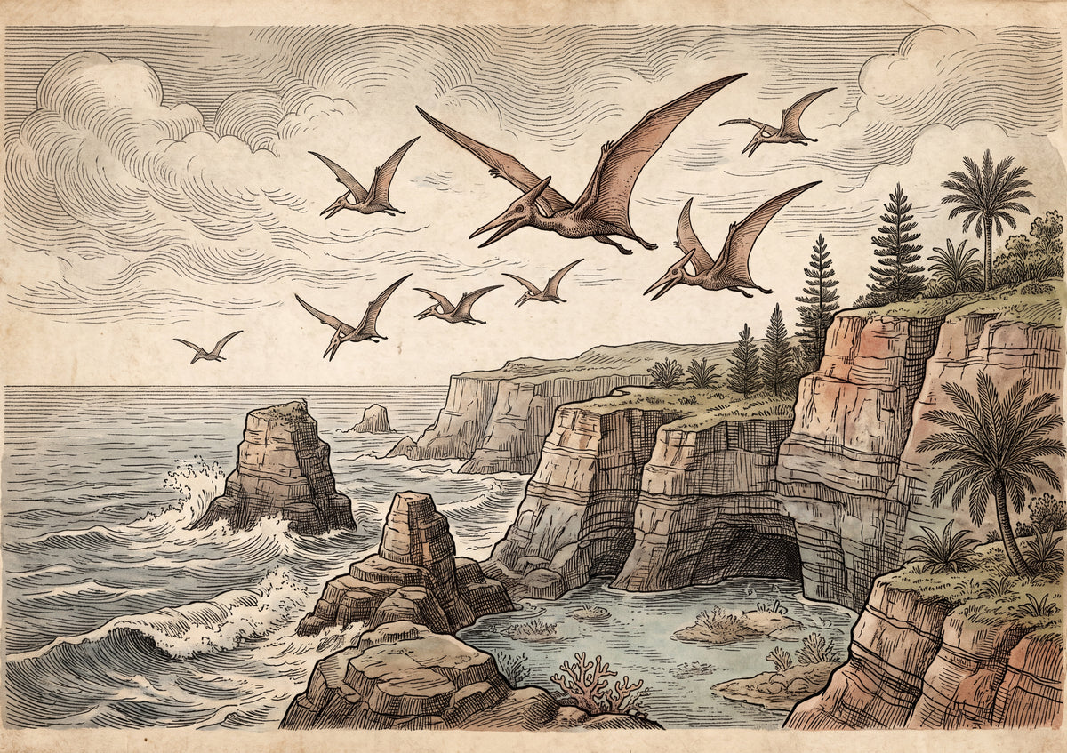 Pterodactyls Soaring Over the Cliffs jigsaw puzzle