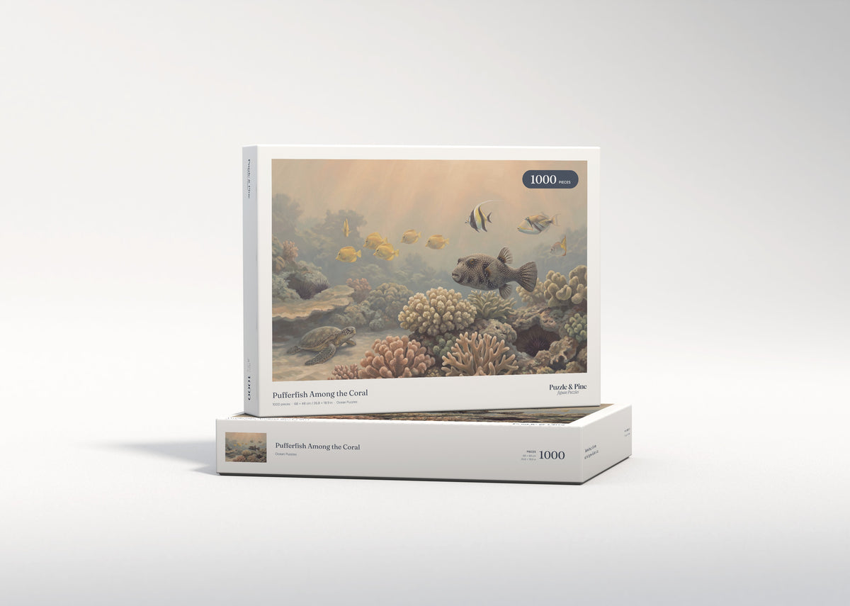 Pufferfish Among the Coral jigsaw puzzle - gift box