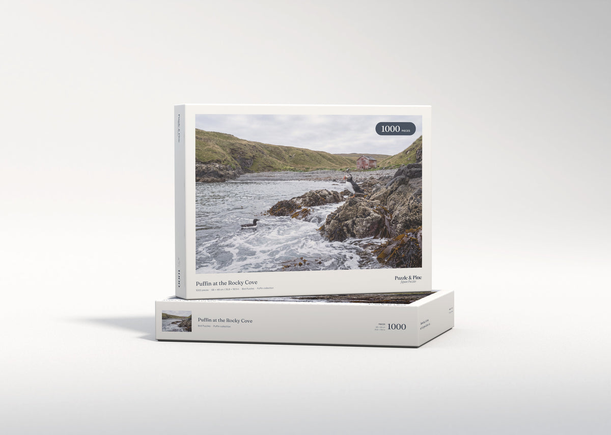 Puffin at the Rocky Cove jigsaw puzzle - gift box