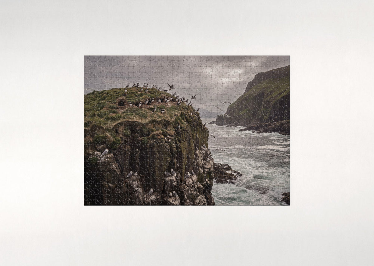 Puffin Colony at the Sea Stack jigsaw puzzle - flat puzzle