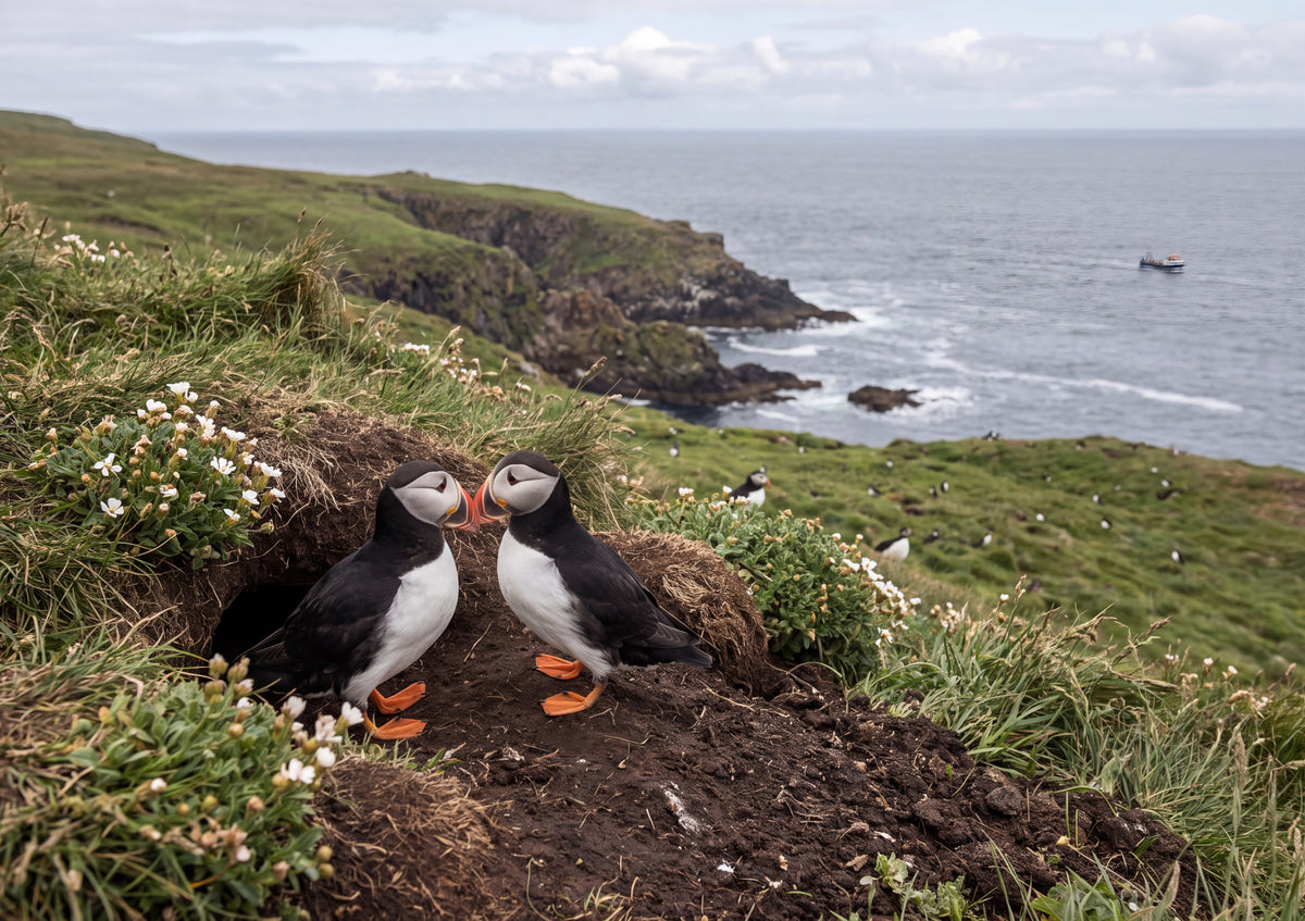 Puffin Pair at the Burrow jigsaw puzzle