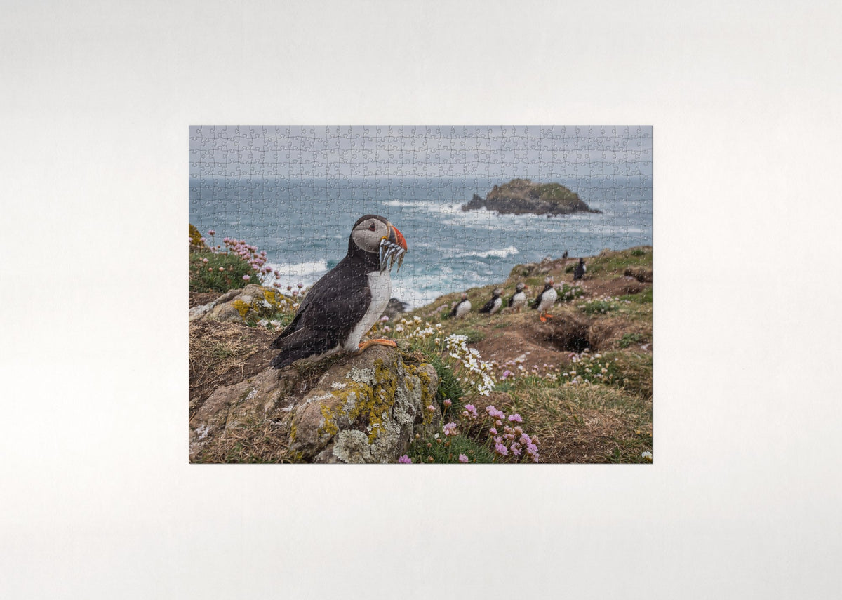 Puffin with a Beak Full of Fish jigsaw puzzle - flat puzzle