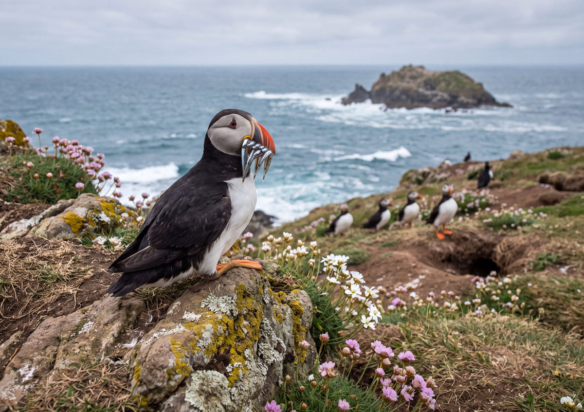 Puffin with a Beak Full of Fish jigsaw puzzle