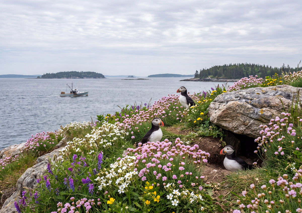 Puffins in the Coastal Wildflowers jigsaw puzzle