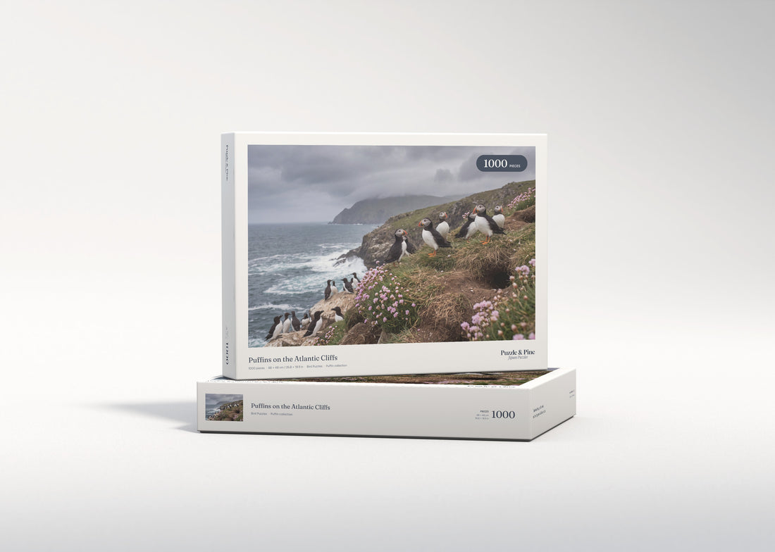 Puffins on the Atlantic Cliffs jigsaw puzzle - gift box