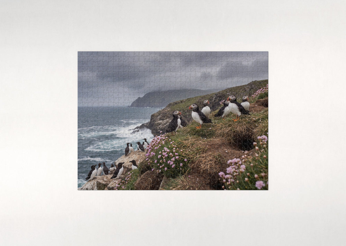 Puffins on the Atlantic Cliffs jigsaw puzzle - flat puzzle