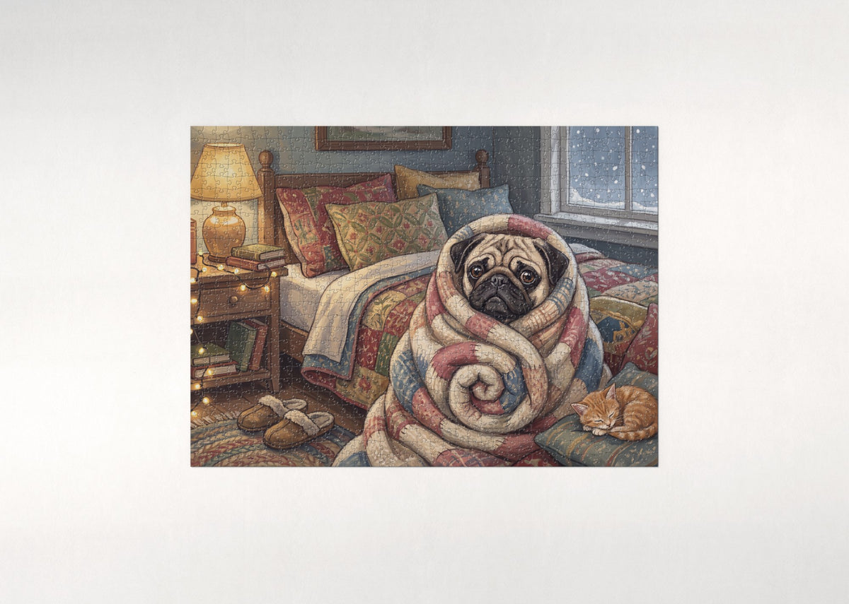 Pug in the Blanket Burrito jigsaw puzzle - flat puzzle