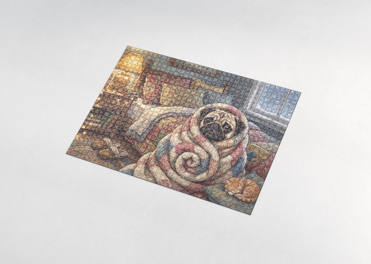 Pug in the Blanket Burrito jigsaw puzzle - assembled puzzle